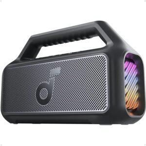 nker Soundcore Bluetooth portable speaker with built-in handle and LED lights, top-rated wireless speaker 2025 for outdoor parties.