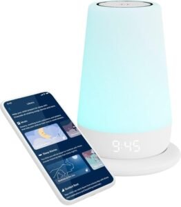 Hatch Rest+ smart nightlight and white noise device, one of the best baby sound machines of 2025 with app control, soothing lights, and sleep sounds.