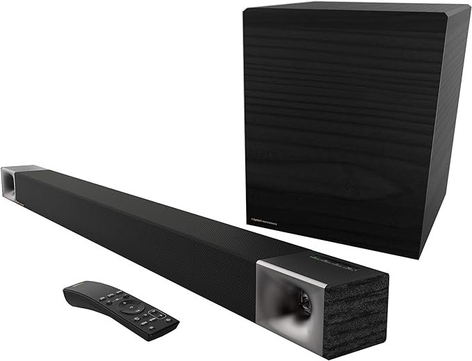 Klipsch Cinema 600 sound bar with wireless subwoofer and remote control, one of the best Klipsch Speakers 2025 for immersive home theater sound.