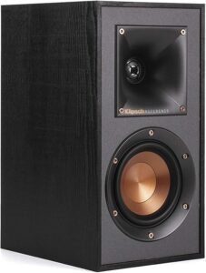 Klipsch bookshelf speaker with copper woofer and horn tweeter, one of the best Klipsch Speakers 2025 for powerful home audio.