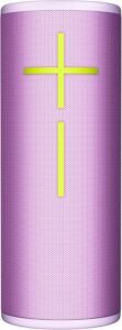 Ultimate Ears MEGABOOM Bluetooth portable speaker in pink with neon yellow volume controls, waterproof wireless speaker 2025.
